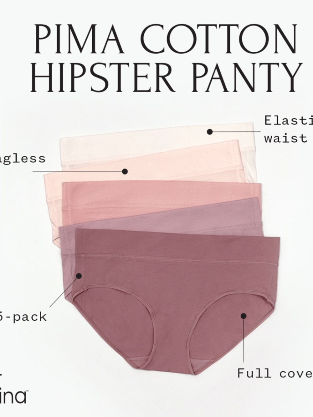 Felina Pima Cotton Hipster 5-Pack Size LargeSun Kissed / Large